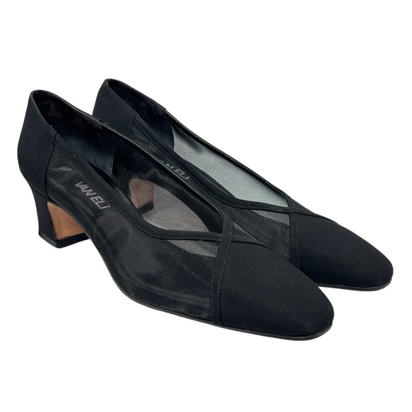 VAN ELI Black Sheer Gingus Padded Pumps Women's Size 9 Slim - Picture 7 of 16